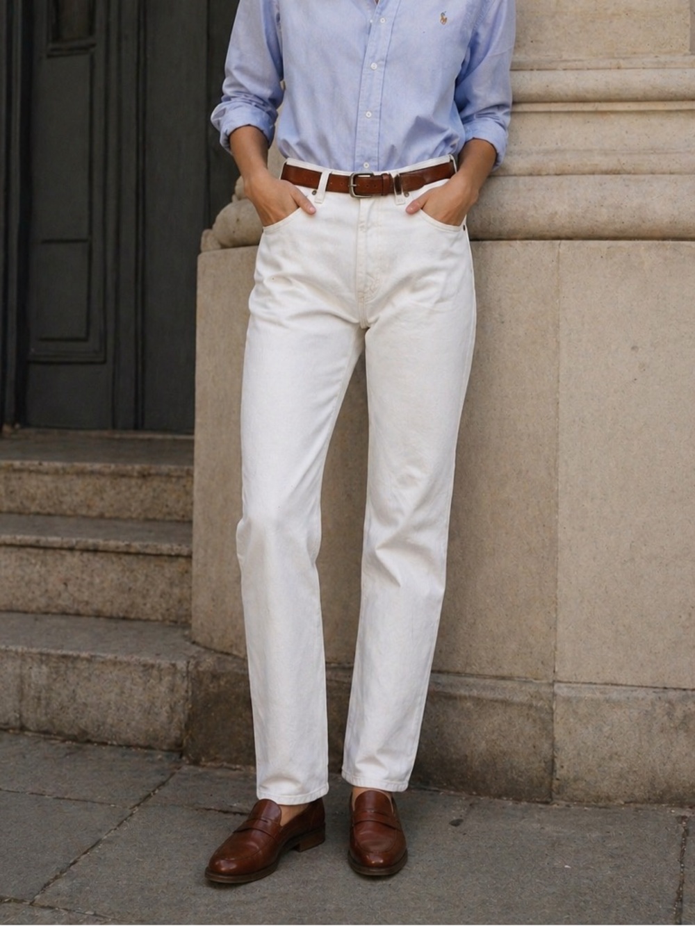Rego Vintage White Straight Leg Jeans High Waist Size 27, 90s minimalist